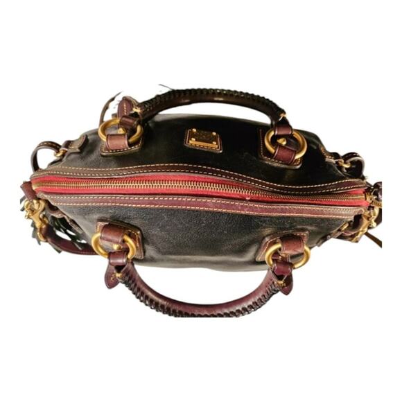 Dooney & Bourke Florentine Leather‎ Satchel Black and Brown with Tassels Y2K - Picture 6 of 7